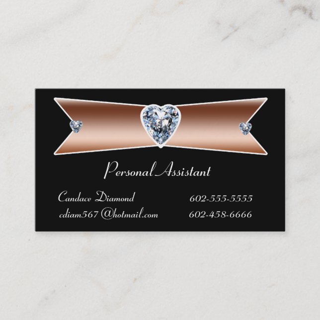 Cartes de visite d'assistant personnel de diamant (Devant)