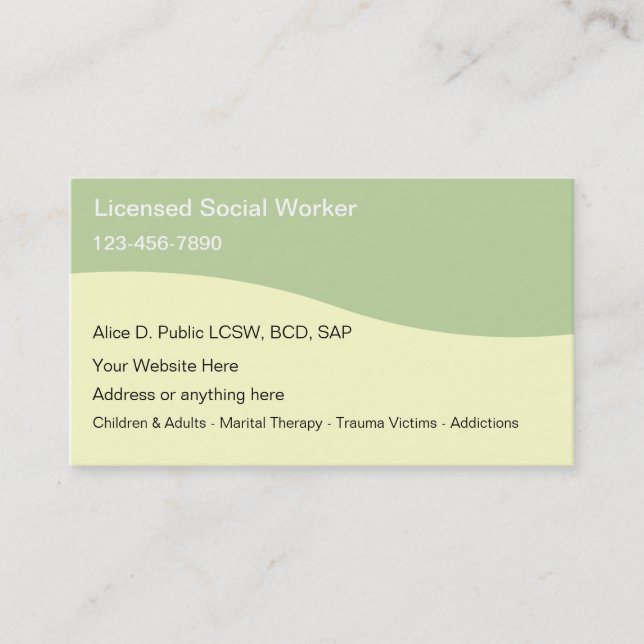 Cartes de visite d'assistant social (Devant)