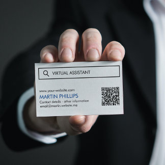 Cartes de visite d'Assistant virtuel avec code QR
