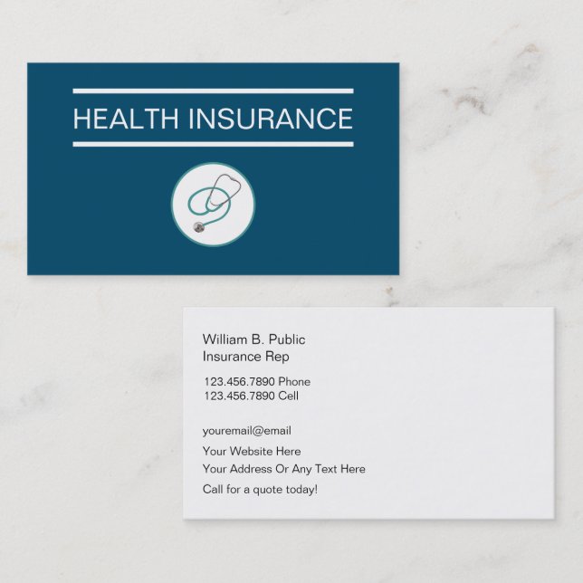 Cartes de visite d'assurance vie simple (Devant / Derrière)