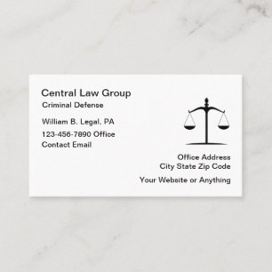 Cartes de visite d'avocat de la défense pénale