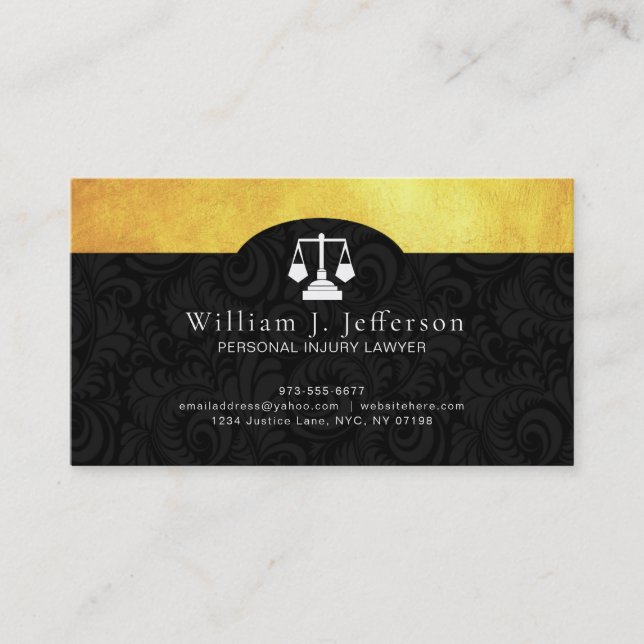 Cartes de visite d'avocat des blessures personnell (Devant)