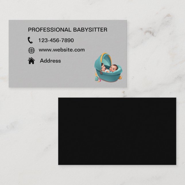 cartes de visite de baby-sitter mignons (Devant / Derrière)