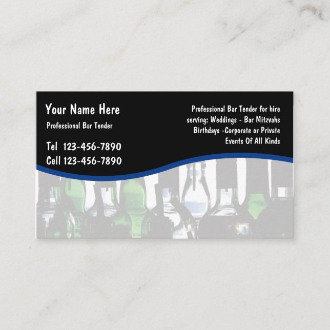 Cartes de visite de barman (Devant)