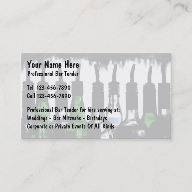 Cartes de visite de barman (Devant)