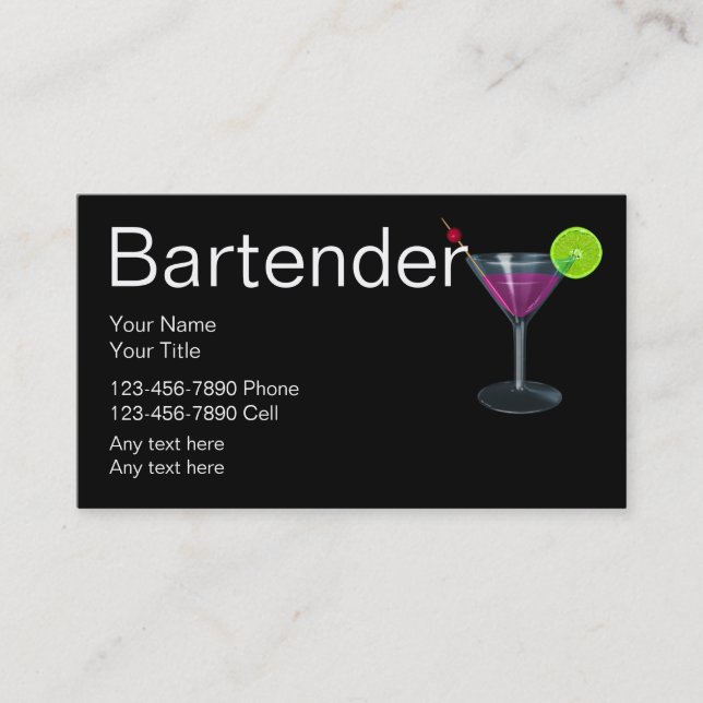 Cartes de visite de barman (Devant)
