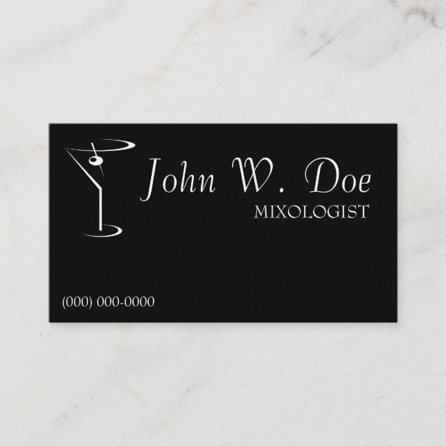 Cartes de visite de barman de Mixology (Devant)
