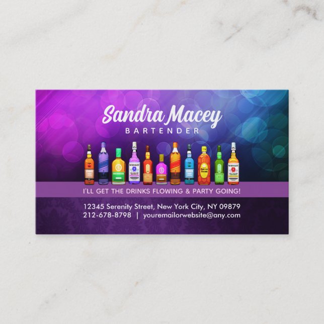 Cartes de visite de barman personnalisables (Devant)