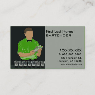 Cartes de visite de barman vert classique