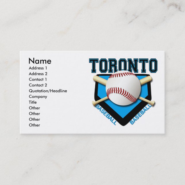 CARTES DE VISITE DE BASE-BALL DE TORONTO (Devant)