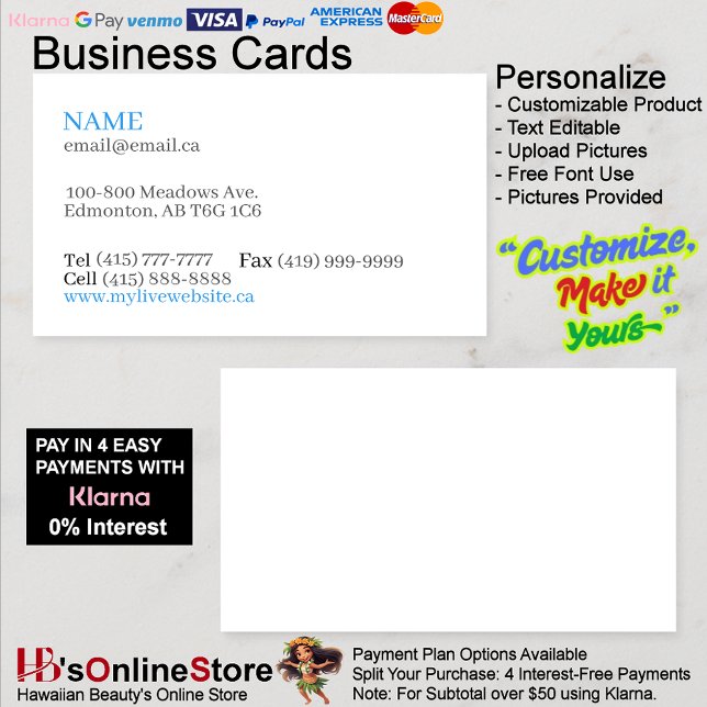 Cartes de visite de base blanc personnalisables (Customizable White Basic Business Cards.)