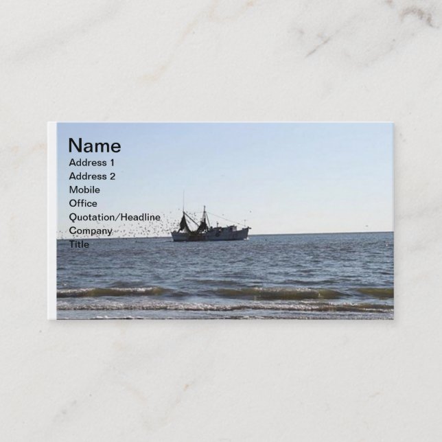 Cartes de visite de bateau de crevette (Devant)