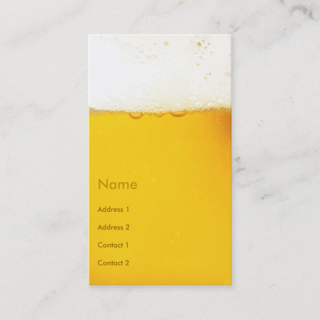 Cartes de visite de bière (Devant)