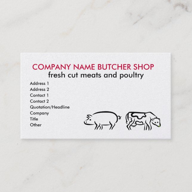 Cartes de visite de boucherie (Devant)