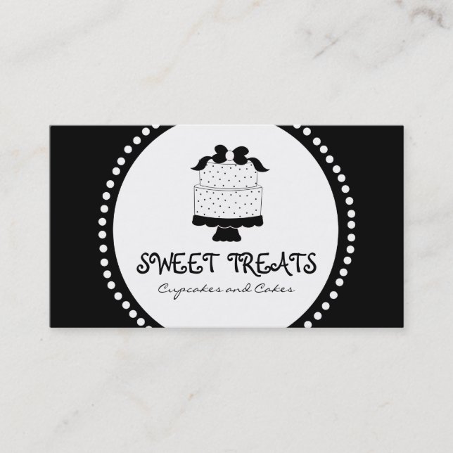 Cartes de visite de boulangerie de gâteau d'arc de (Devant)