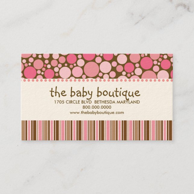 Cartes de visite de boutique de bébé (Devant)