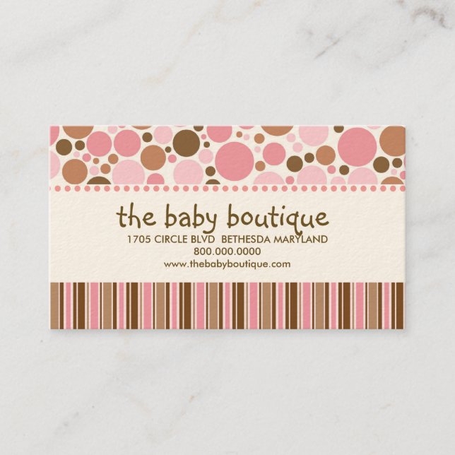Cartes de visite de boutique de bébé (Devant)