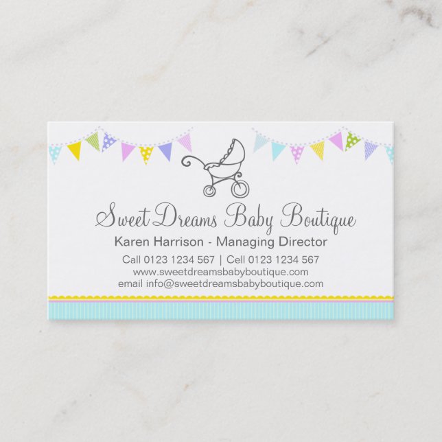 Cartes de visite de boutique de bébé d'étamine (Devant)