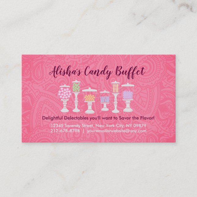 Cartes de visite de buffet de sucrerie (Devant)