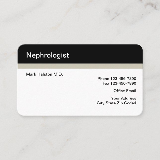 Cartes de visite de bureau de néphrologue (Devant)