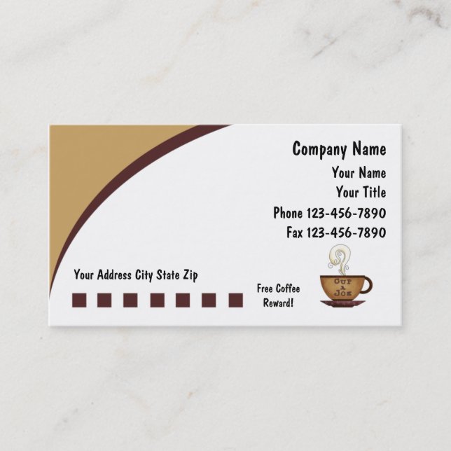 Cartes de visite de café (Devant)