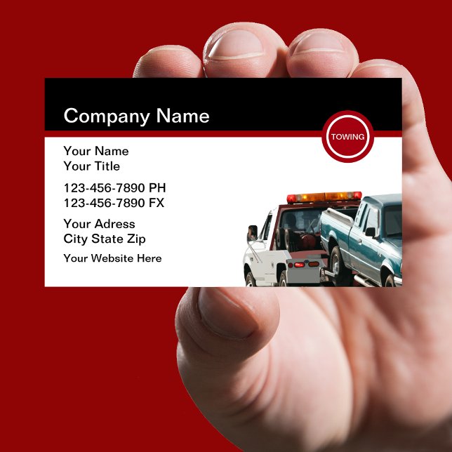 Cartes de visite de camion de remorquage automobil (Créateur téléchargé)