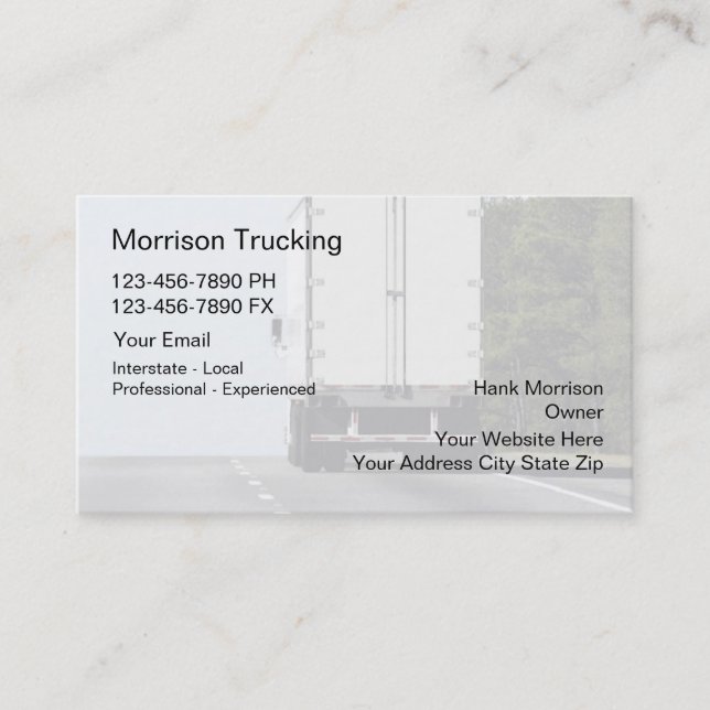 Cartes de visite de camionnage (Devant)
