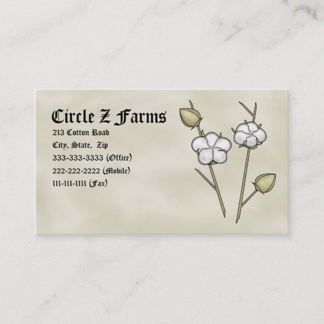 Cartes de visite de capsule de coton (Devant)