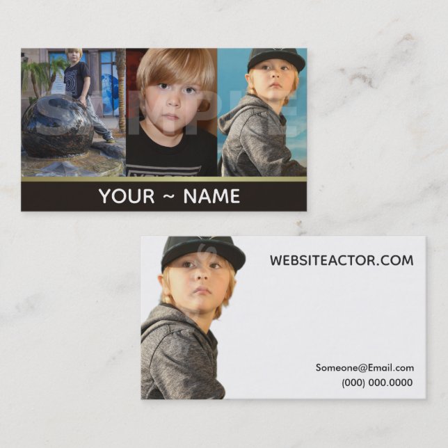 Cartes de visite de casquette pour enfants modèles (Devant / Derrière)