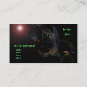 cartes de visite de chat noir aux yeux verts