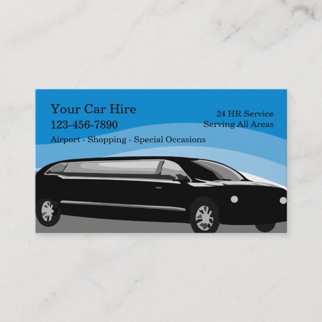 Cartes de visite de chauffeur de taxi Limo (Devant)