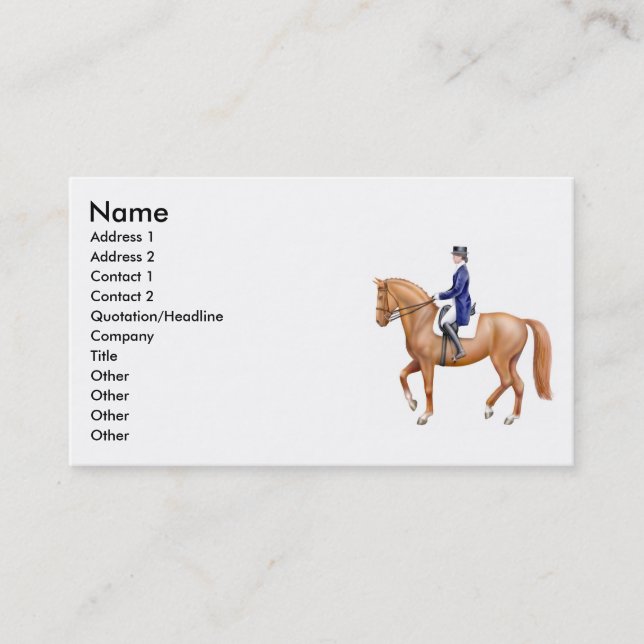 Cartes de visite de cheval de dressage (Devant)