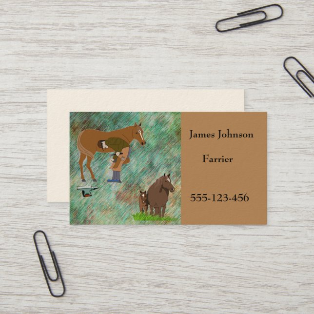 Cartes de visite de cheval de Horseshoeing de (Devant/Arrière en situation)