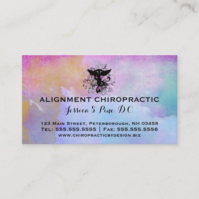 Cartes de visite de chiropractie d'aquarelle (Devant)