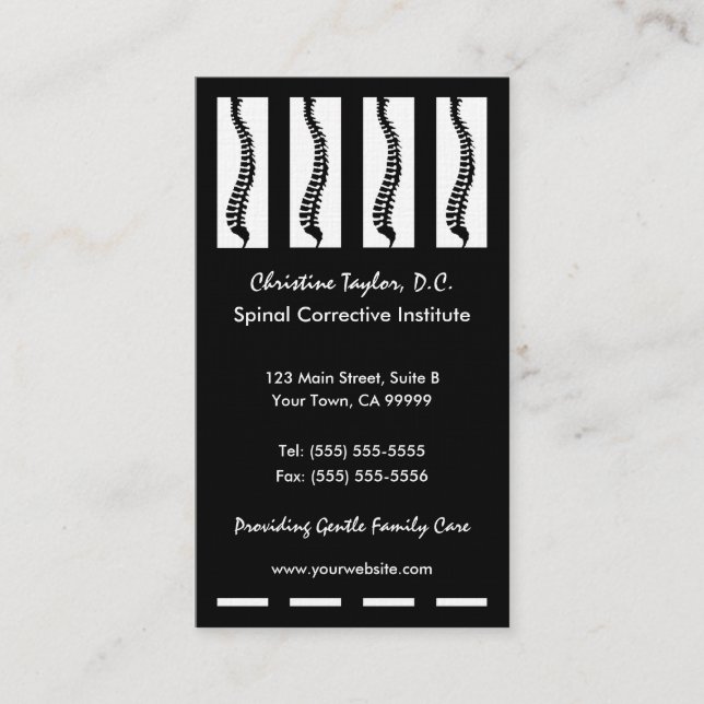 Cartes de visite de chiropractie (noir) (Devant)