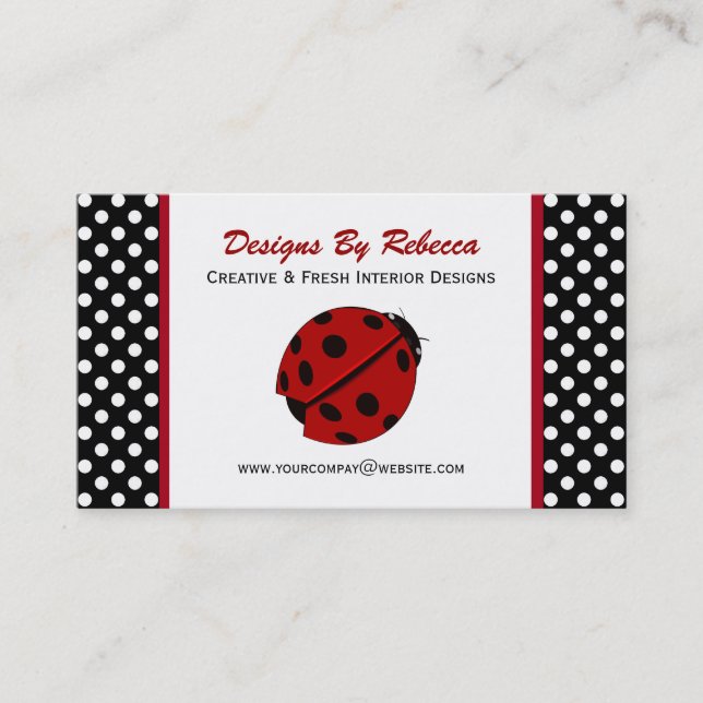 Cartes de visite de coccinelle et de pois (Devant)