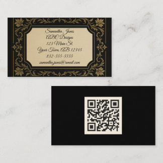Cartes de visite de code QR Black & Gold