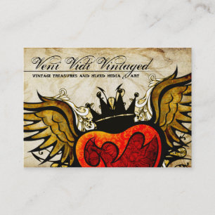 Cartes de visite de coeur à ailes par tatouage