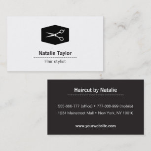 Cartes de visite de coiffeur aux ciseaux noir et b