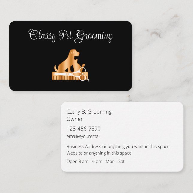 Cartes de visite de coin arrondi pour animaux de c (Devant / Derrière)