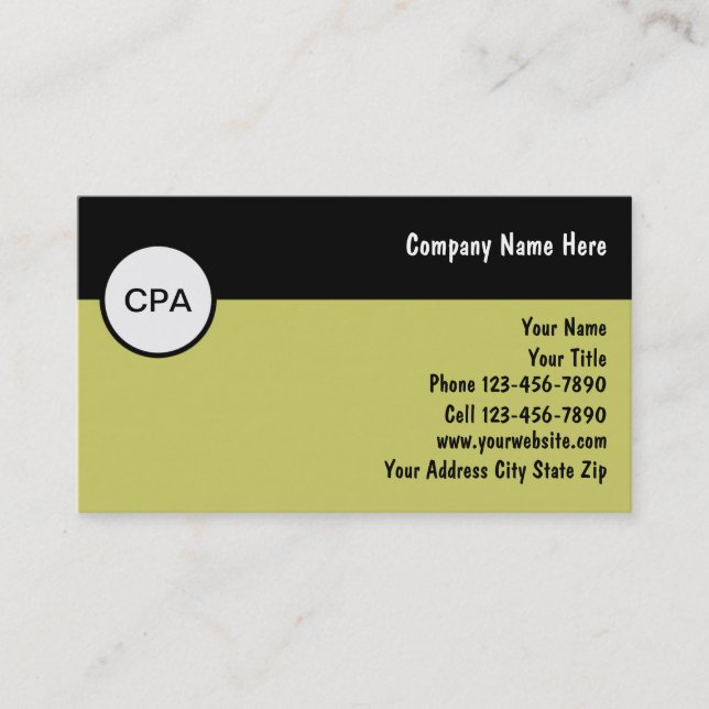 Cartes de visite de comptable (Devant)