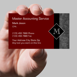 Cartes de visite de comptable de style monogramme