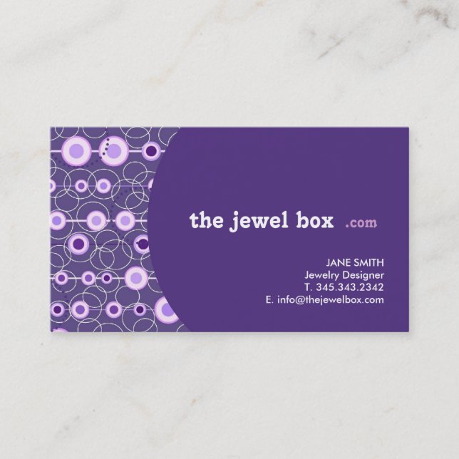Cartes de visite de concepteur de bijoux (Devant)