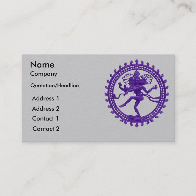 Cartes de visite de conception de danse de Shiva (Devant)