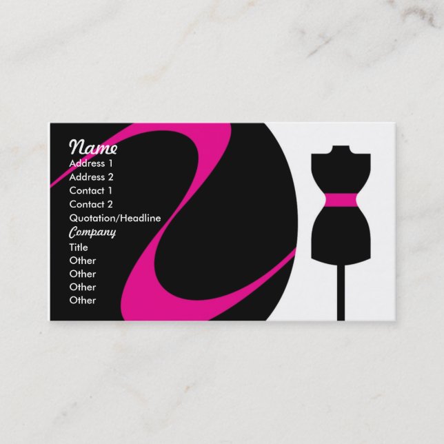Cartes de visite de conception de mode (Devant)