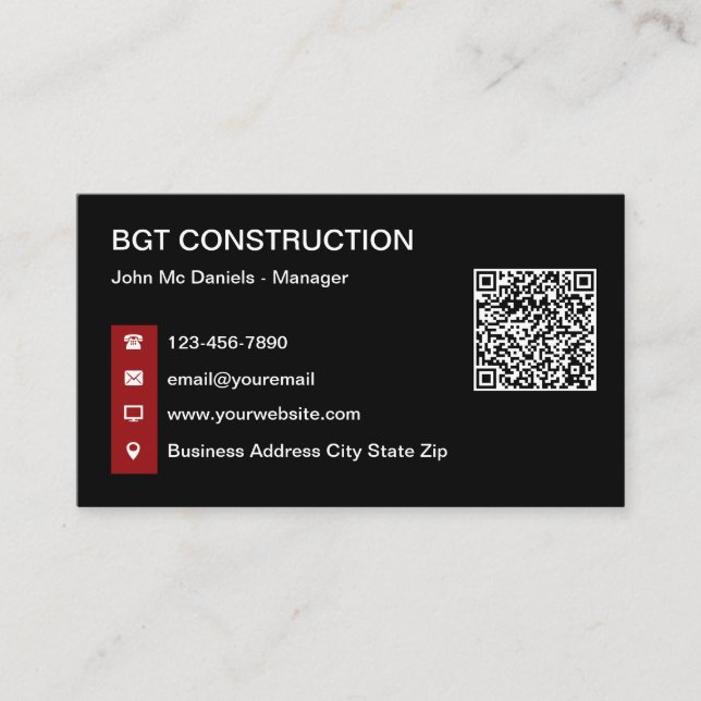 Cartes de visite de construction avec Modèle de co (Devant)