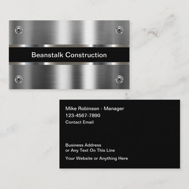 Cartes de visite de construction métallique à ton  (Devant / Derrière)