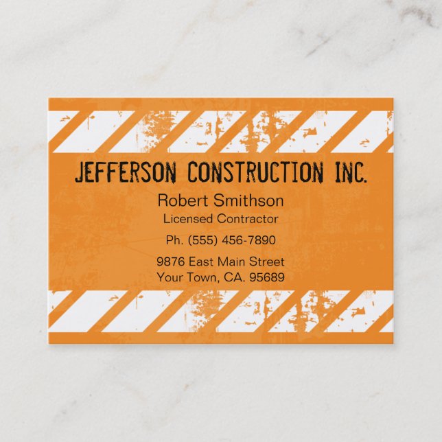 Cartes de visite de Construction Orange Large (Devant)