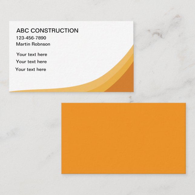 Cartes de visite de construction simples en gras (Devant / Derrière)