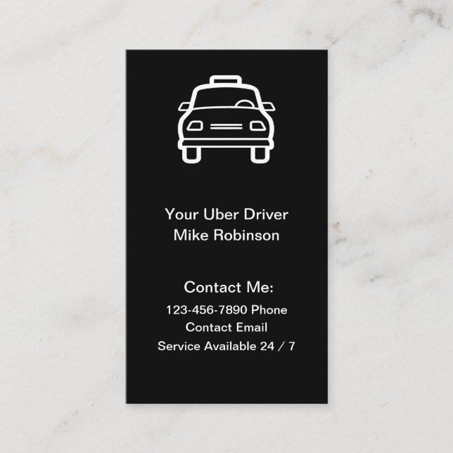 Cartes de visite de contact simple Uber Driver (Devant)